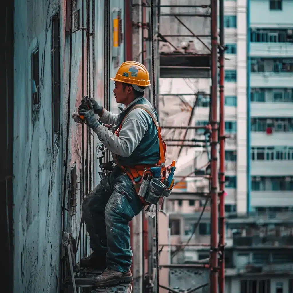artisan travaille sur une facade